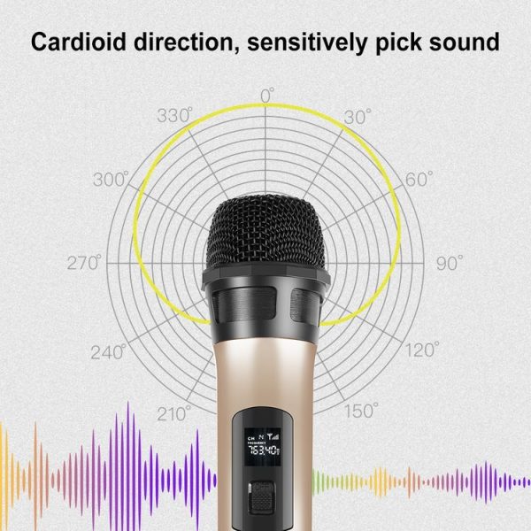 PULUZ UHF Wireless Dynamic Microphone with LED Display (Gold) - Image 4