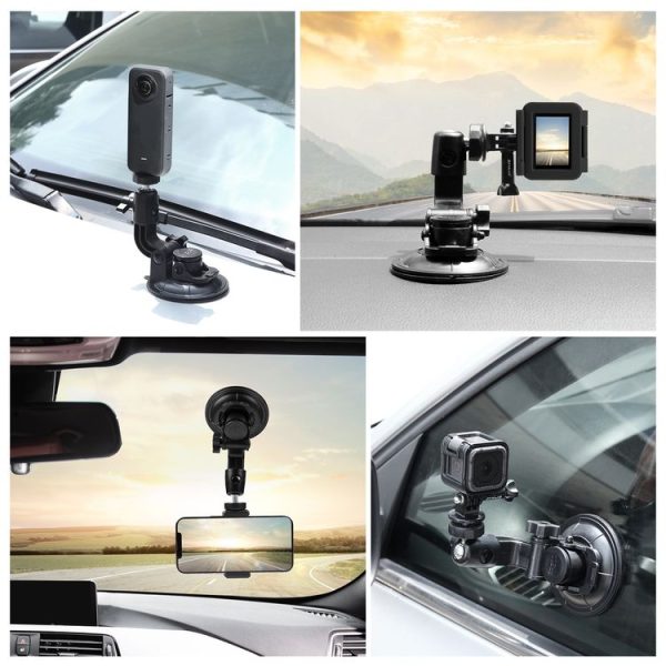 PULUZ Car Suction Cup Mount with Phone Clamp / Screw / Tripod Adapter - Image 7