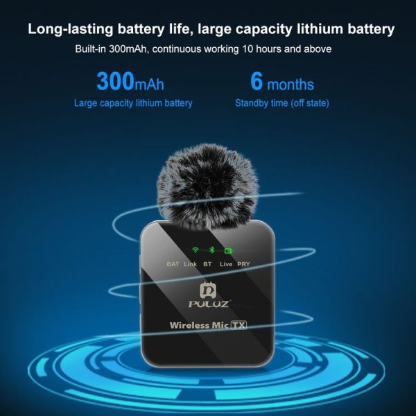 PULUZ Wireless Lavalier Microphone for iPhone / iPad, 8-Pin Receiver and Dual Microphones (Black) - Image 7