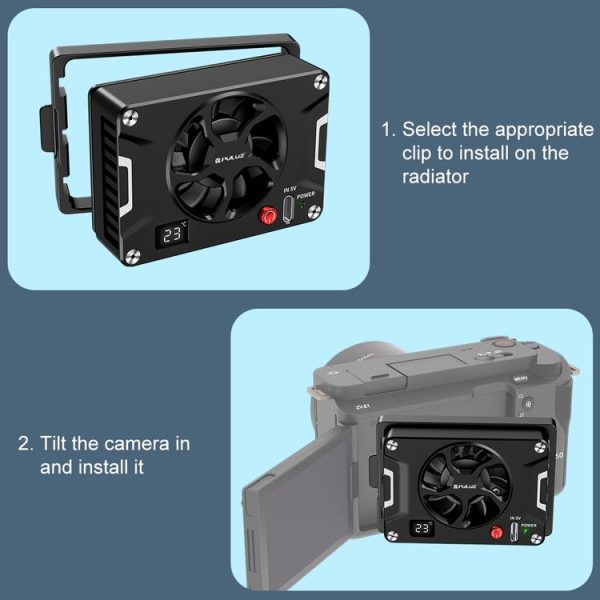 PULUZ Camera Cooling Fan Semiconductor Radiator with LCD Display for Sony / Canon / FUJIFILM / Nikon Cameras (Black) - Image 10