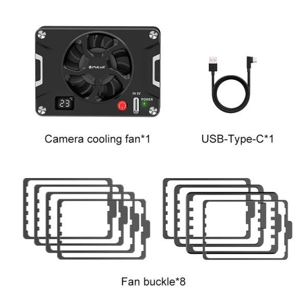 PULUZ Camera Cooling Fan Semiconductor Radiator with LCD Display for Sony / Canon / FUJIFILM / Nikon Cameras (Black) - Image 11