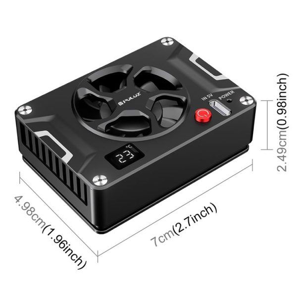 PULUZ Camera Cooling Fan Semiconductor Radiator with LCD Display for Sony / Canon / FUJIFILM / Nikon Cameras (Black) - Image 2