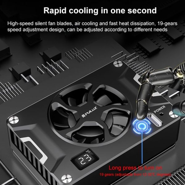 PULUZ Camera Cooling Fan Semiconductor Radiator with LCD Display for Sony / Canon / FUJIFILM / Nikon Cameras (Black) - Image 3