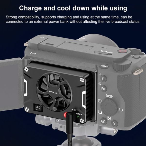 PULUZ Camera Cooling Fan Semiconductor Radiator with LCD Display for Sony / Canon / FUJIFILM / Nikon Cameras (Black) - Image 8