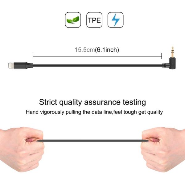PULUZ 3.5mm TRS Male to 8 Pin Male Live Microphone Audio Adapter Cable for PU3153 / PU3154 (Black) - Image 3
