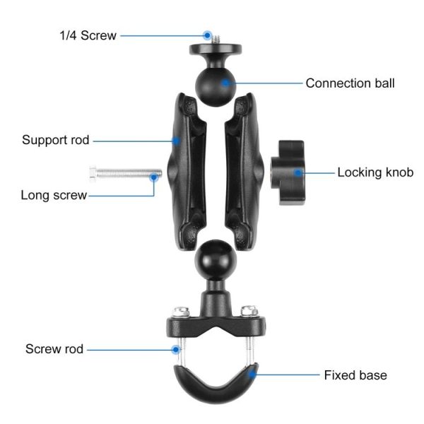 PULUZ Motorcycle Handlebar Fixed Mount U-Bolt Base Holder for GoPro and Other Action Cameras (Black) - Image 3