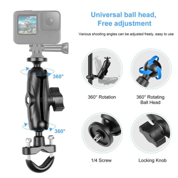 PULUZ Motorcycle Handlebar Fixed Mount U-Bolt Base Holder for GoPro and Other Action Cameras (Black) - Image 4