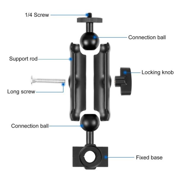 PULUZ Motorcycle Holder Rearview Mirror Fixed Mount for GoPro and Other Action Cameras (Black) - Image 3
