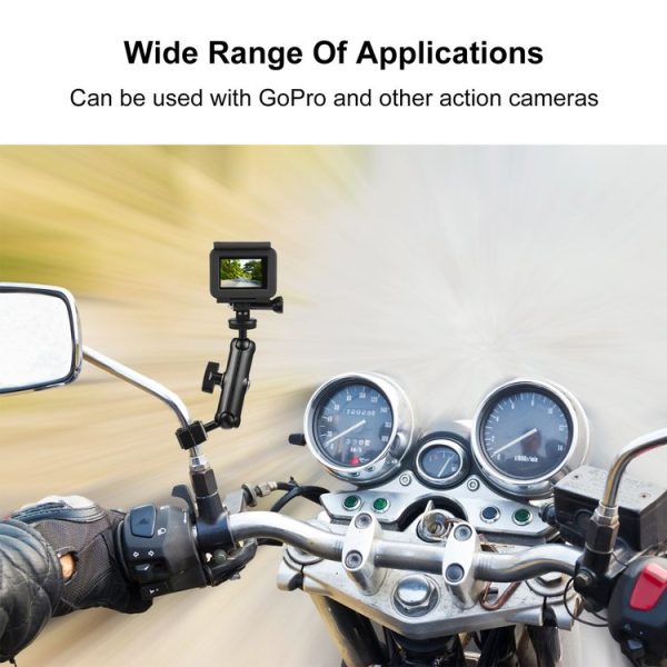 PULUZ Motorcycle Holder Rearview Mirror Fixed Mount for GoPro and Other Action Cameras (Black) - Image 5