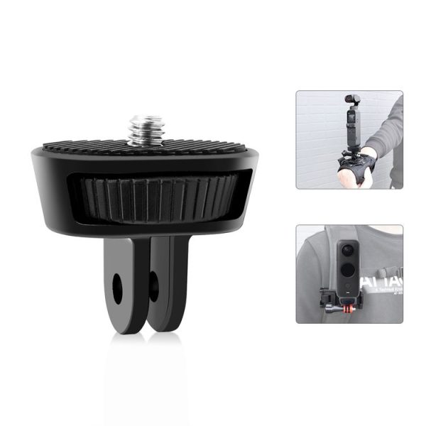 PULUZ 1 / 4 inch Screw Adjustable ABS Action Camera Tripod Adapter (Black)