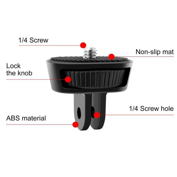 PULUZ 1 / 4 inch Screw Adjustable ABS Action Camera Tripod Adapter (Black) - Image 4