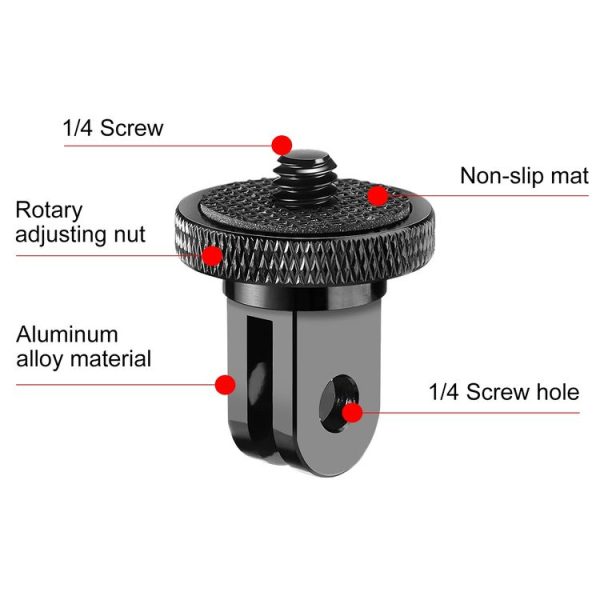PULUZ 1 / 4 inch Screw Metal Tripod Mount Action Camera Adapter (Black) - Image 4
