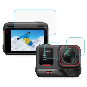 Insta360 Ace Pro 2 PULUZ 3 in 1 Rear & Front Screen and Lens Tempered Glass Film (Transparent)