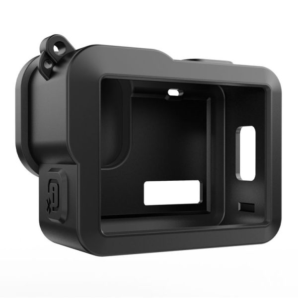 GoPro HERO 2024 PULUZ Silicone Protective Case Side Interface Cover with Wrist Strap & Lens Cover (Black) - Image 3