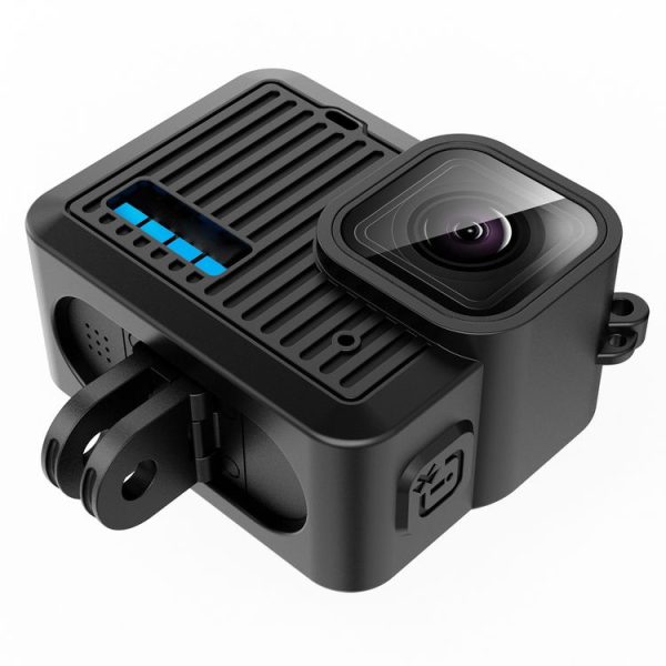 GoPro HERO 2024 PULUZ Silicone Protective Case Side Interface Cover with Wrist Strap & Lens Cover (Black) - Image 5