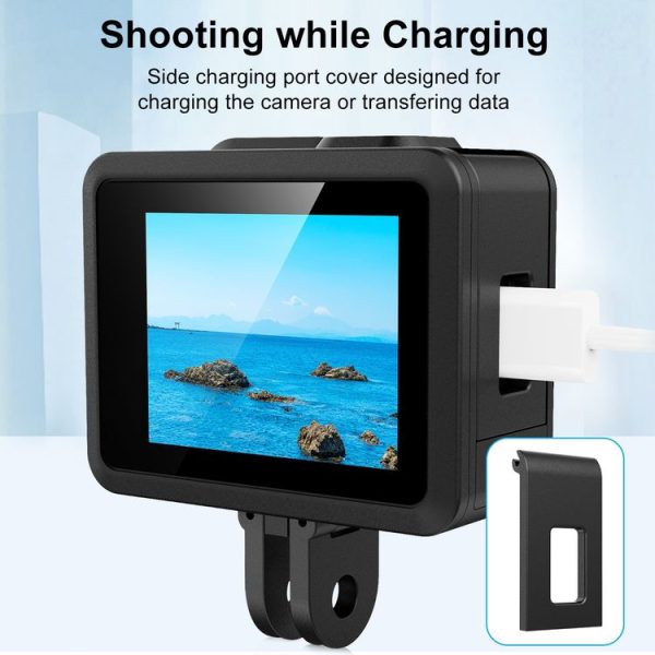 GoPro HERO 2024 PULUZ Silicone Protective Case Side Interface Cover with Wrist Strap & Lens Cover (Black) - Image 7