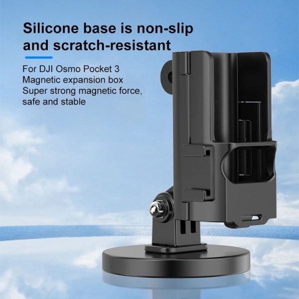 DJI OSMO Pocket 3 PULUZ Protective Frame Magnetic Desktop Mount Angle Adjustable Base (Black) - Image 6