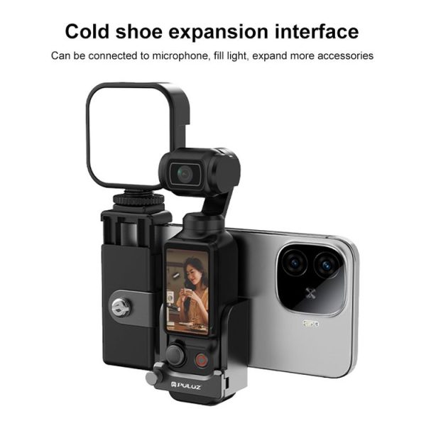 DJI OSMO Pocket 3 PULUZ Protective Frame Expansion Phone Clamp Adapter Bracket (Black) - Image 4