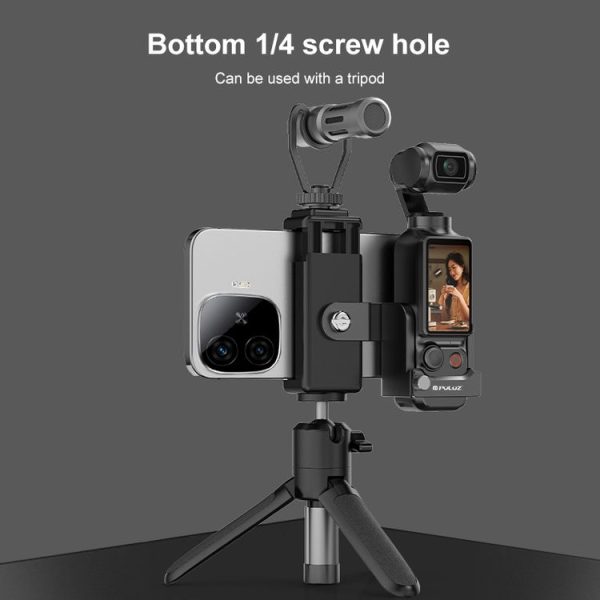 DJI OSMO Pocket 3 PULUZ Protective Frame Expansion Phone Clamp Adapter Bracket (Black) - Image 6