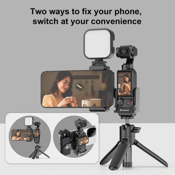 DJI OSMO Pocket 3 PULUZ Protective Frame Expansion Phone Clamp Adapter Bracket (Black) - Image 7