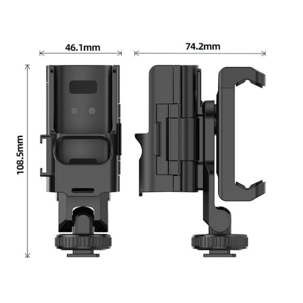DJI OSMO Pocket 3 PULUZ Protective Frame Expansion Phone Clamp, Compatible with Tripod Pole (Black) - Image 2