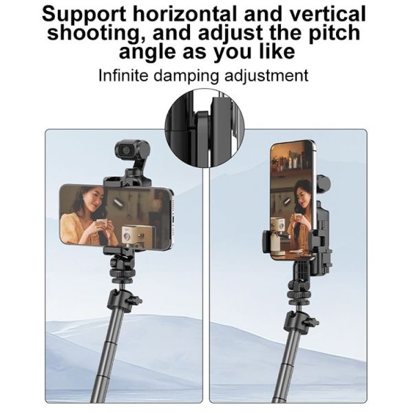 DJI OSMO Pocket 3 PULUZ Protective Frame Expansion Phone Clamp, Compatible with Tripod Pole (Black) - Image 5