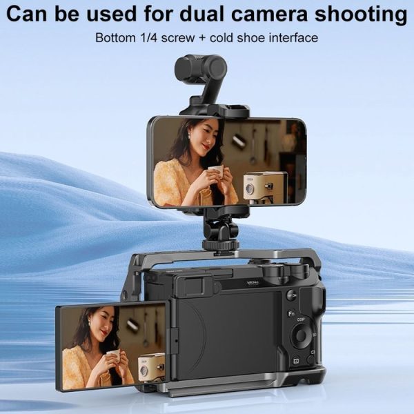 DJI OSMO Pocket 3 PULUZ Protective Frame Expansion Phone Clamp, Compatible with Tripod Pole (Black) - Image 7
