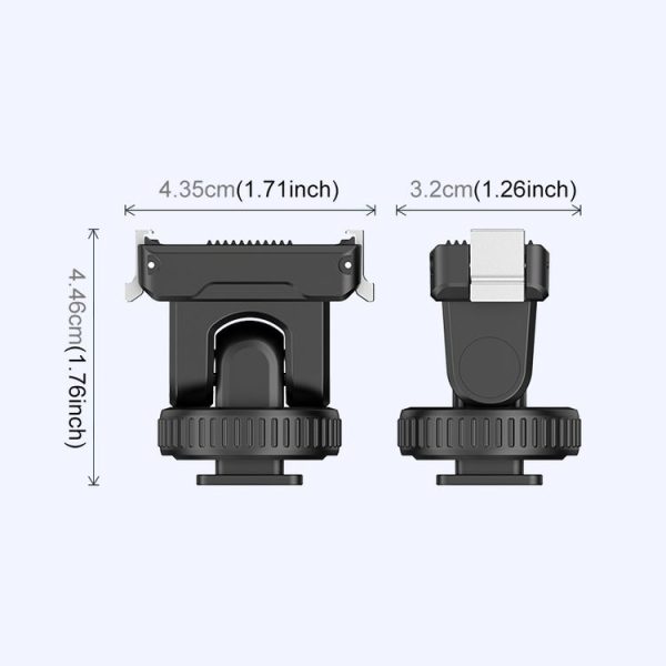 DJI Osmo Action 5 Pro / 4 / 3 PULUZ Cold Shoe Gimbal Quick Release Base Adapter (Black) - Image 2