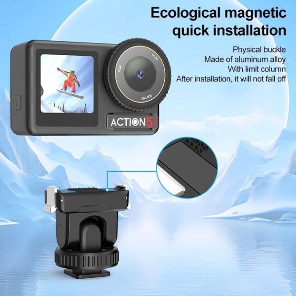 DJI Osmo Action 5 Pro / 4 / 3 PULUZ Cold Shoe Gimbal Quick Release Base Adapter (Black) - Image 4