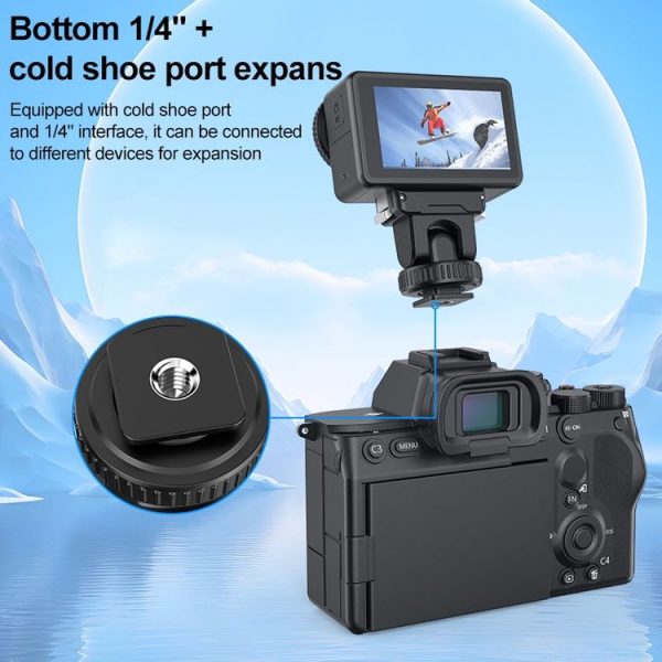 DJI Osmo Action 5 Pro / 4 / 3 PULUZ Cold Shoe Gimbal Quick Release Base Adapter (Black) - Image 6