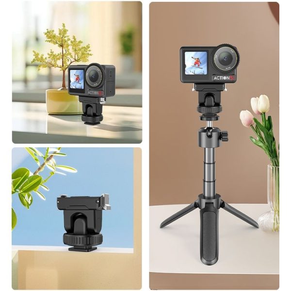 DJI Osmo Action 5 Pro / 4 / 3 PULUZ Cold Shoe Gimbal Quick Release Base Adapter (Black) - Image 9