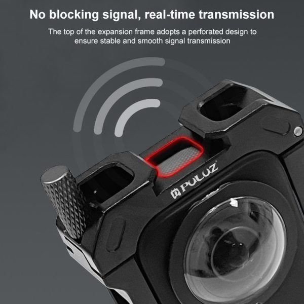 Insta360 X3 PULUZ Metal Protective Cage Rig Housing Frame with Expand Cold Shoe Base & Tripod Adapter (Black) - Image 5