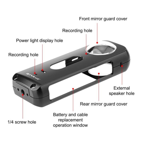 Insta360 X3 PULUZ Metal Protective Cage Rig Housing Frame with Lens Protector (Black) - Image 3