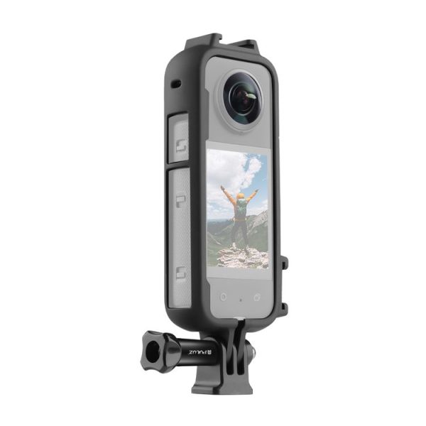 Insta360 X3 PULUZ Cold Shoe PC Plastic Protective Frame with Adapter Mount & Screw (Black)