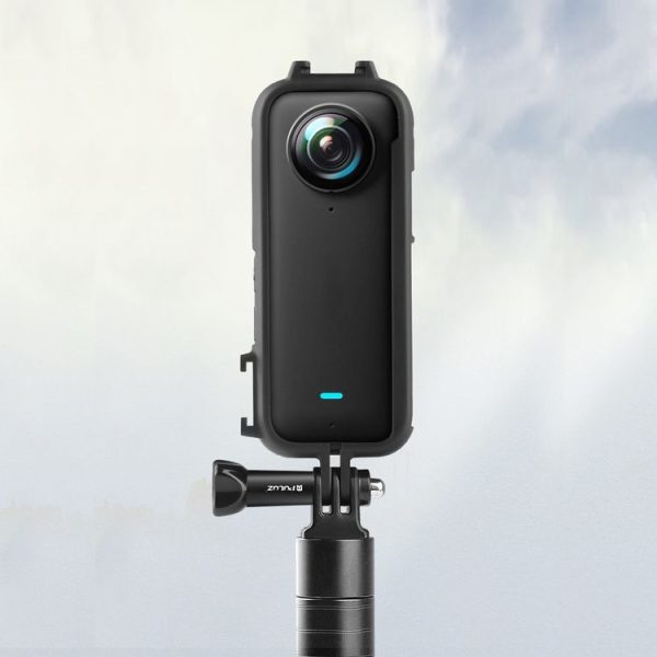 Insta360 X3 PULUZ Cold Shoe PC Plastic Protective Frame with Adapter Mount & Screw (Black) - Image 6