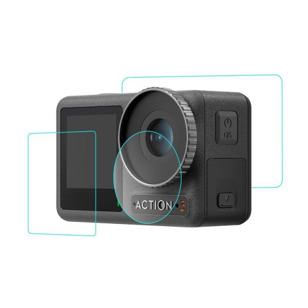 DJI Osmo Action 3 PULUZ 3-in-1 Lens Front and Back Screen Tempered Glass Explosion-proof Film - Image 2