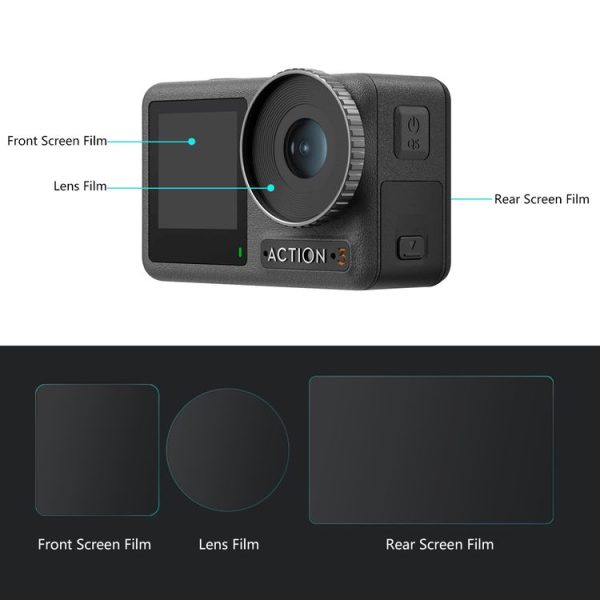 DJI Osmo Action 3 PULUZ 3-in-1 Lens Front and Back Screen Tempered Glass Explosion-proof Film - Image 3