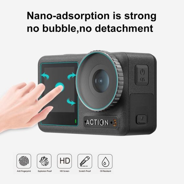 DJI Osmo Action 3 PULUZ 3-in-1 Lens Front and Back Screen Tempered Glass Explosion-proof Film - Image 4
