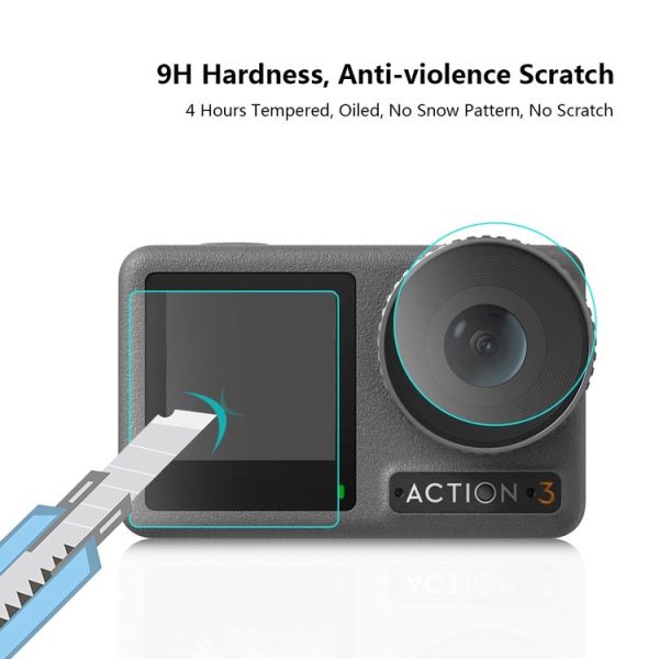 DJI Osmo Action 3 PULUZ 3-in-1 Lens Front and Back Screen Tempered Glass Explosion-proof Film - Image 6