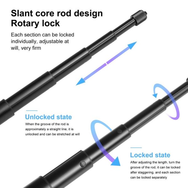 PULUZ 110cm Metal Selfie Stick Monopod with Invisible Adapter Base & Screw for Insta360 One RS / X2 / X3 / X4 - Image 5