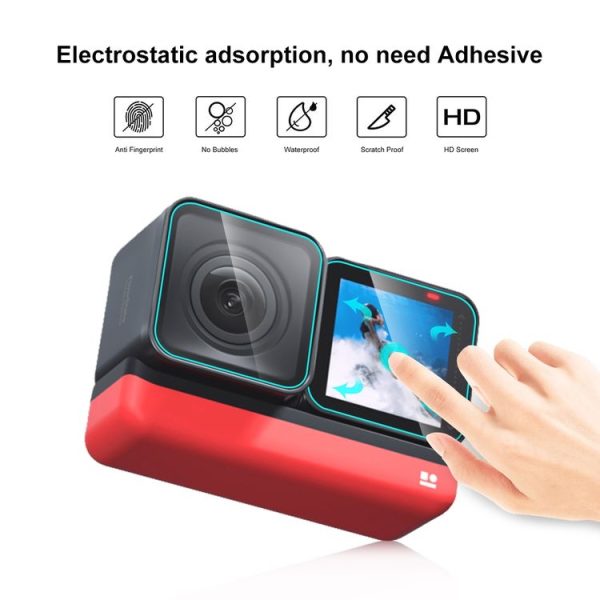 Insta360 One RS PULUZ 3 in 1 Screen + 4K Lens + Leica Lens Tempered Glass Film (Transparent) - Image 4