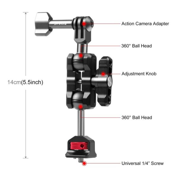 PULUZ Magic Arm Multi-way Ball Aluminum Alloy Mount (Black) - Image 2