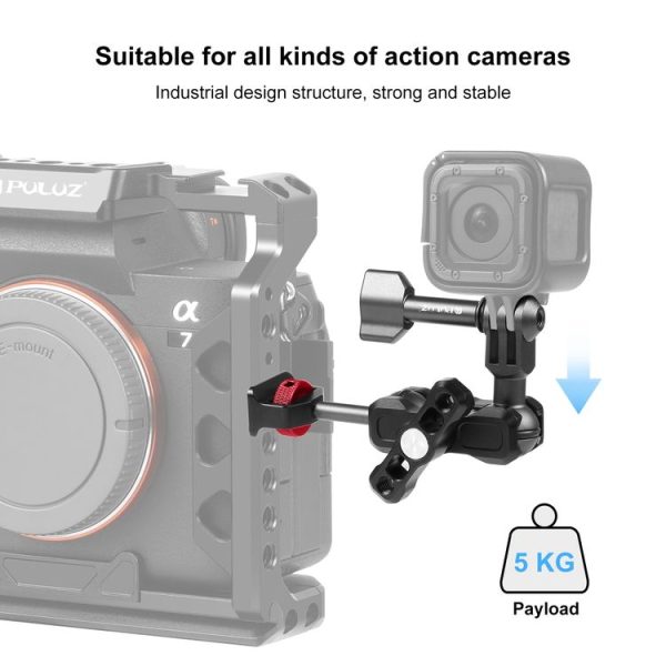PULUZ Magic Arm Multi-way Ball Aluminum Alloy Mount (Black) - Image 5