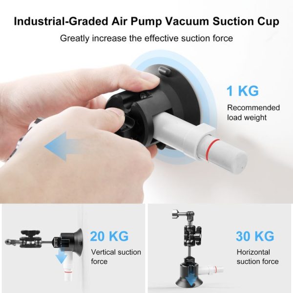 PULUZ 3 inch Car Single Pump Suction Cup Aluminum Alloy Mount (Black) - Image 4