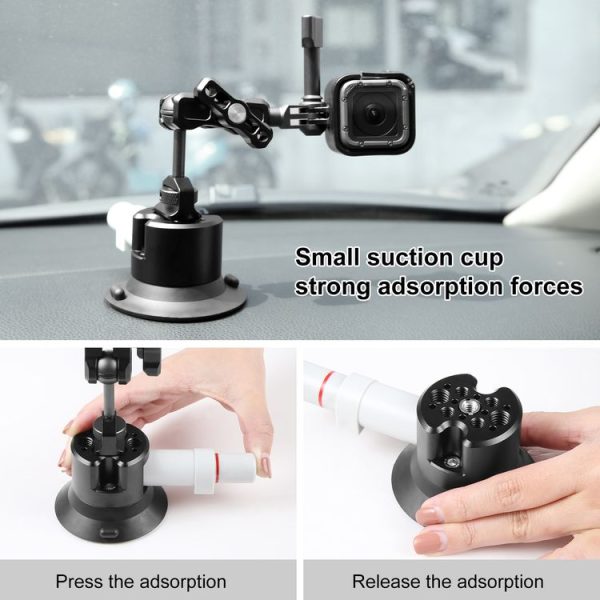 PULUZ 3 inch Car Single Pump Suction Cup Aluminum Alloy Mount (Black) - Image 5