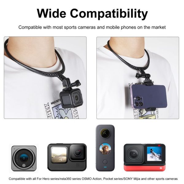 PULUZ Lazy Adjustable Neck Bracket for GoPro Action Cameras (Black) - Image 7