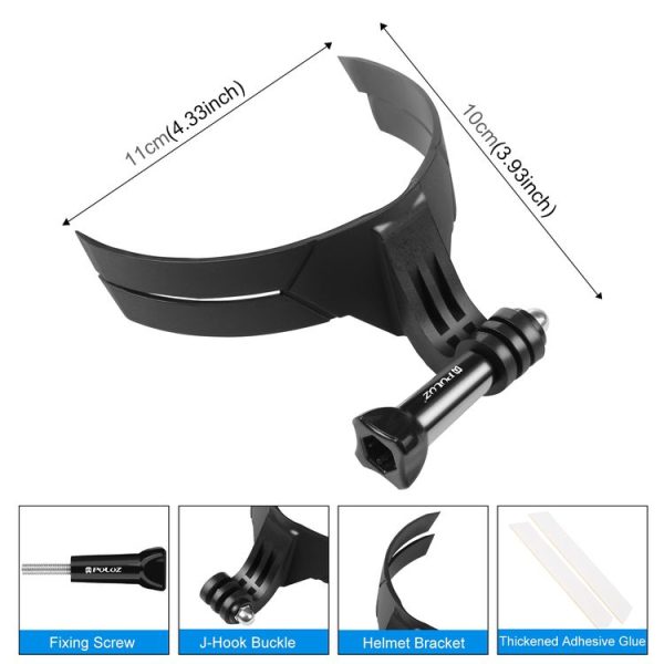 PULUZ Bending Action Camera Motorcycle Helmet Chin Mount (Black) - Image 2