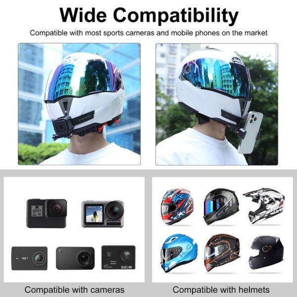 PULUZ Bending Action Camera Motorcycle Helmet Chin Mount (Black) - Image 6