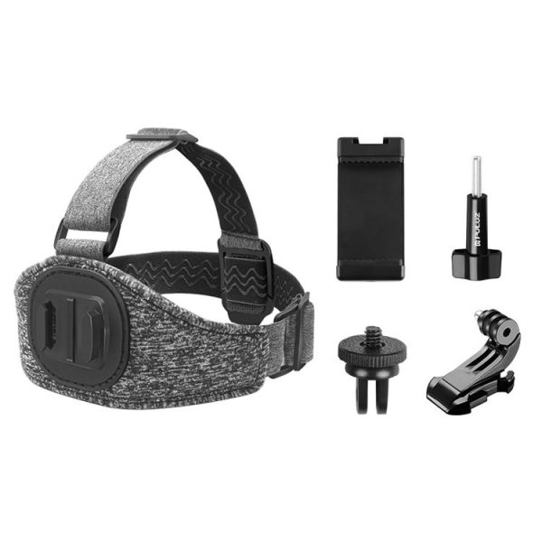 PULUZ Adjustable Head Strap Belt Mount with Phone Clamp & J Hook Mount & Long Screw - Image 8