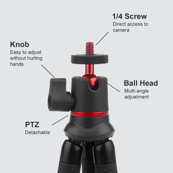 PULUZ Mini Octopus Flexible Tripod Holder with Remote Control for SLR Cameras, GoPro, Cellphone - Image 3
